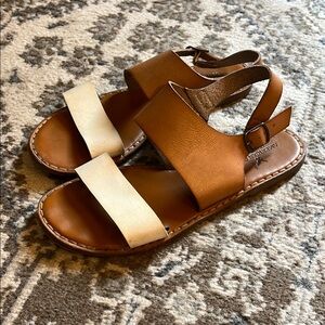 Brown and Cream Leather Sandals